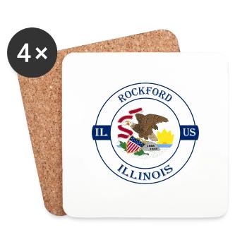 Rockford Illinois Flagge USA Reise Souvenir Abzeichen - Untersetzer (4er-Set) - Weiß - Vorne