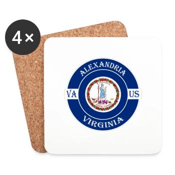 Alexandria Virginia Flag USA Travel Souvenir Badge - Dessous de verre (lot de 4) - blanc - Devant