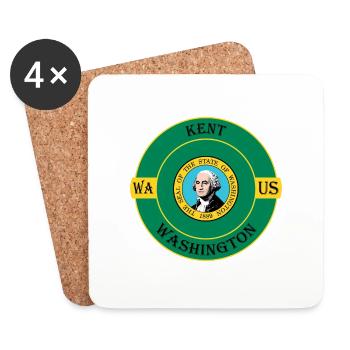 Kent Washington Flagge USA Reise Souvenir Abzeichen - Untersetzer (4er-Set) - Weiß - Vorne