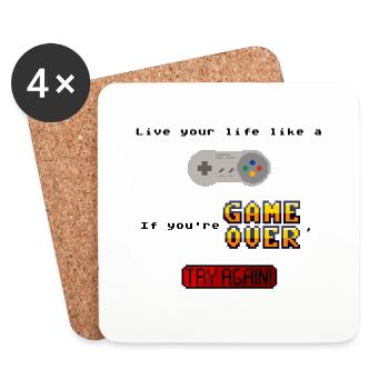 Live like a gamer. If you fail, try again. - Dessous de verre (lot de 4) - blanc - Devant