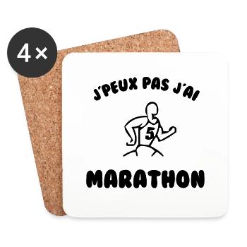 J’peux pas j’ai marathon - Dessous de verre (lot de 4) - blanc - Devant