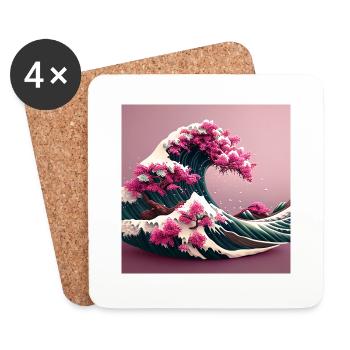 Tsunami Florale - Dessous de verre (lot de 4) - blanc - Devant