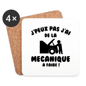 J’peux pas j’ai de la mécanique à faire - Dessous de verre (lot de 4) - blanc - Devant