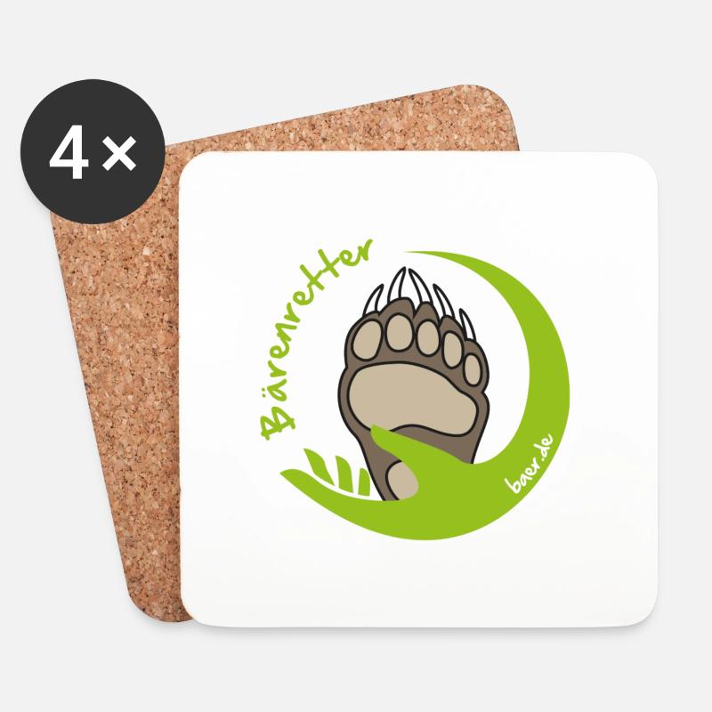 Bärenretter Logo farbig - Untersetzer (4er-Set) - Weiß