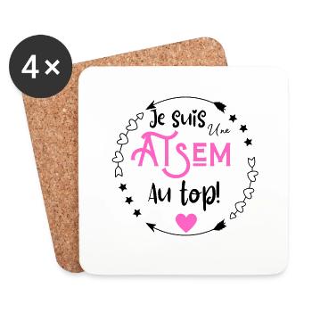 Je suis une atsem au top - Dessous de verre (lot de 4) - blanc - Devant