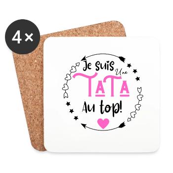 Je suis une tata au top - Dessous de verre (lot de 4) - blanc - Devant