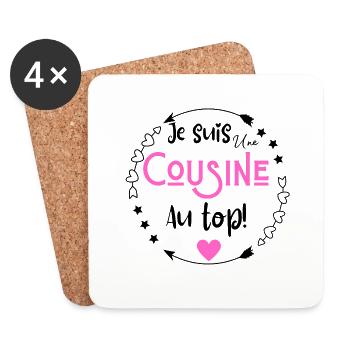 Je suis une cousine au top - Dessous de verre (lot de 4) - blanc - Devant
