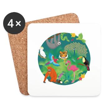 Drôle de jungle - Dessous de verre (lot de 4) - blanc - Devant