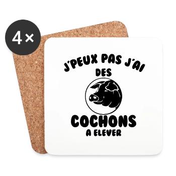J'peux pas j'ai des cochons à élever - Dessous de verre (lot de 4) - blanc - Devant