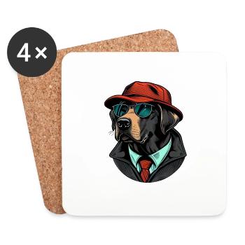 Labrador Pop Art Detective Dog in Suit - Coasters (set of 4) - white - Front