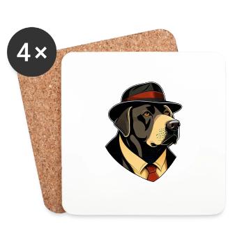 Labrador Pop Art Detective Dog in Suit - Coasters (set of 4) - white - Front