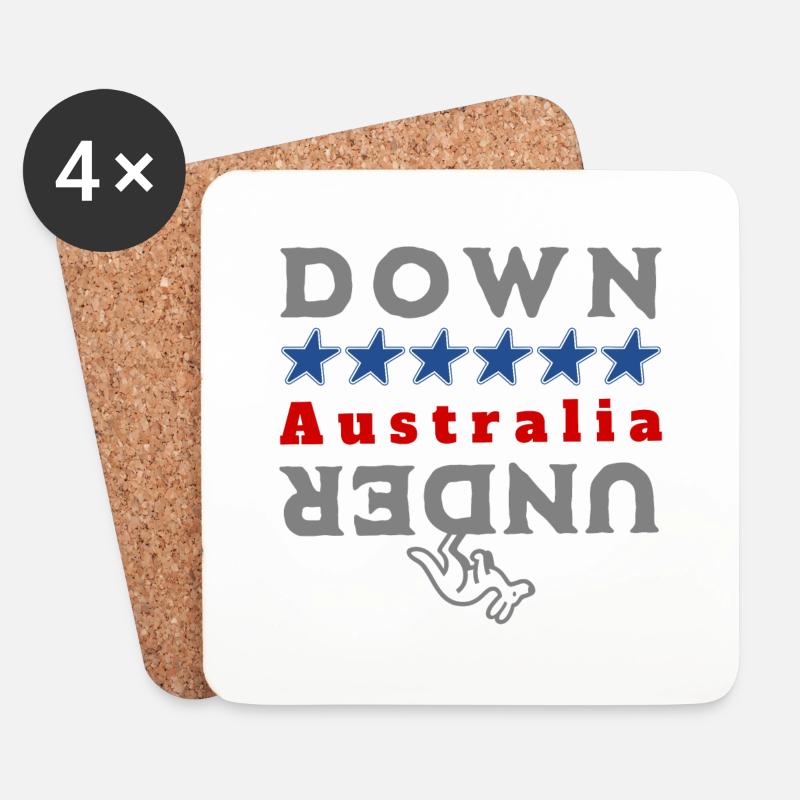 Down Under - Känguru - Urlaub - Australien - Untersetzer (4er-Set) - Weiß