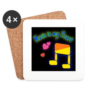Music is my Heart - Untersetzer (4er-Set) - Weiß - Vorne
