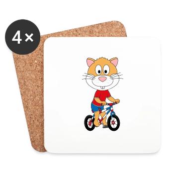 FAHRRAD - RAS - HAMSTER - HAMSTERRAD - TIERISCH - Untersetzer (4er-Set) - Weiß - Vorne