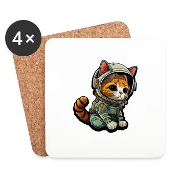 Meownaut astronaute chat pour chat papa - Dessous de verre (lot de 4) - blanc - Devant