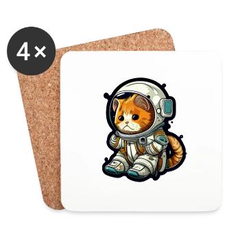Meownaut astronaute chat pour chat papa - Dessous de verre (lot de 4) - blanc - Devant