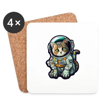 Meownaut astronaute chat pour chat papa - Dessous de verre (lot de 4) - blanc - Devant