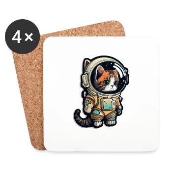 Meownaut astronaut cat for cat daddy - Coasters (set of 4) - white - Front