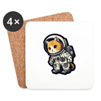 Meownaut astronaute chat pour chat papa - Dessous de verre (lot de 4) - blanc - Devant