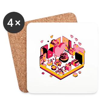 Maison d'amour - Dessous de verre (lot de 4) - blanc - Devant
