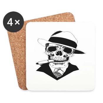 Gangster Skull - Untersetzer (4er-Set) - Weiß - Vorne