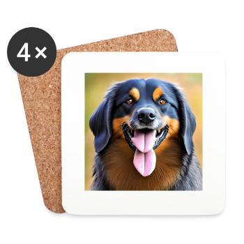 funny colorful dog head with two tongues - Coasters (set of 4) - white - Front