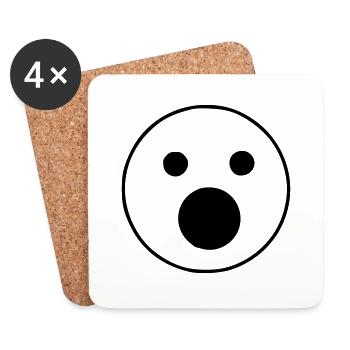 Emoji sketch cri noir - Dessous de verre (lot de 4) - blanc - Devant