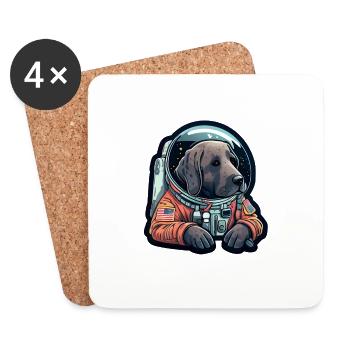 LabbiNaut Labrador Astronaute Chien Papa - Dessous de verre (lot de 4) - blanc - Devant