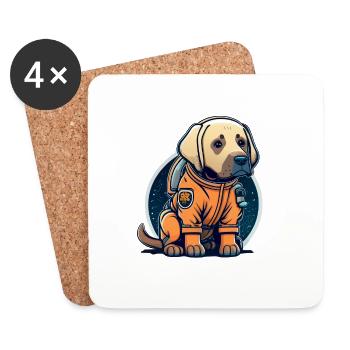 LabbiNaut Labrador Astronauten Hundepapa - Untersetzer (4er-Set) - Weiß - Vorne