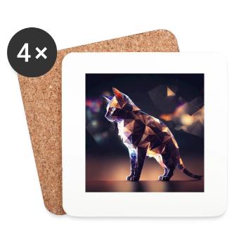 Chat Lu mières et formes - Dessous de verre (lot de 4) - blanc - Devant