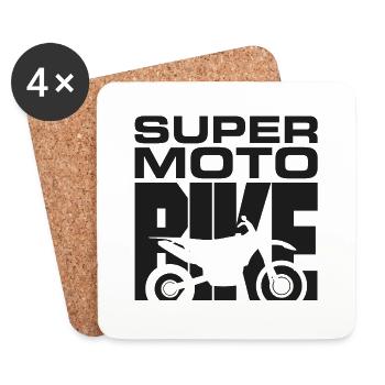 SUPER MOTO bike black - Coasters (set of 4) - white - Front