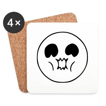 Emoji sketch thick cheeks black - Coasters (set of 4) - white - Front