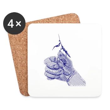 Gottesanbeterin Linen Kunst Design - Untersetzer (4er-Set) - Weiß - Vorne