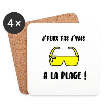 j’peux pas j’vais à la plage - Dessous de verre (lot de 4) - blanc - Devant