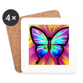 Schmetterling, bunt - Untersetzer (4er-Set) - Weiß - Vorne