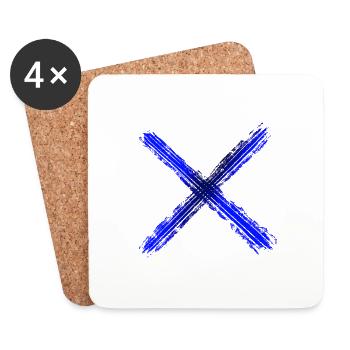 Cross blue - Coasters (set of 4) - white - Front