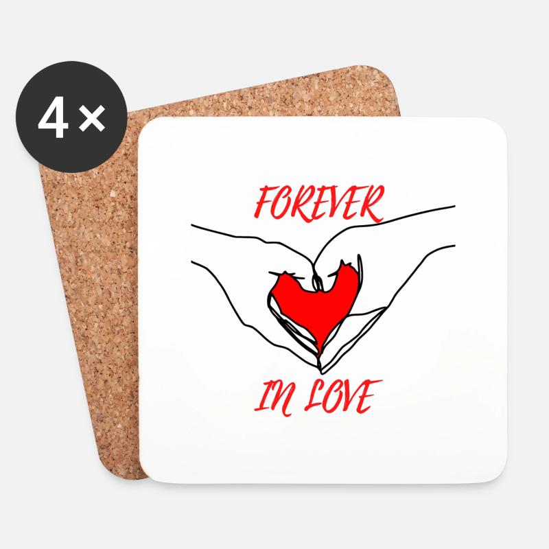 FOREVER IN LOVE - Untersetzer (4er-Set) - Weiß