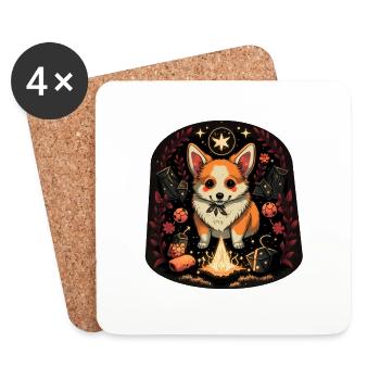 Corgi Necromancer - Coasters (set of 4) - white - Front