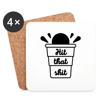 Hit that shit | Beerpong Pro Design - Untersetzer (4er-Set) - Weiß - Vorne