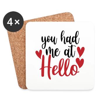 Tu m’as eu au Hello - Dessous de verre (lot de 4) - blanc - Devant