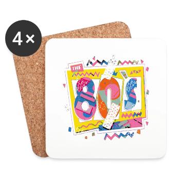 été mignon heureux plage tendance années 80 rétro vintage - Dessous de verre (lot de 4) - blanc - Devant