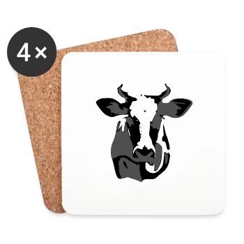 Cow's head - Coasters (set of 4) - white - Front