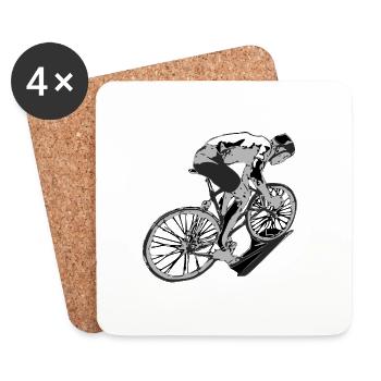 Der Radfahrer - Untersetzer (4er-Set) - Weiß - Vorne