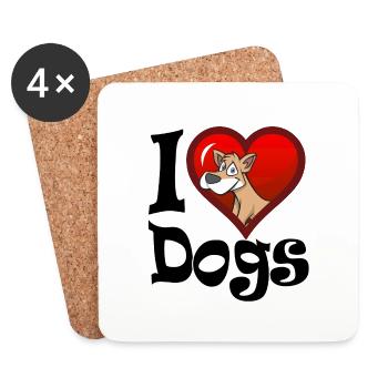 I love dogs - I love dogs - Coasters (set of 4) - white - Front