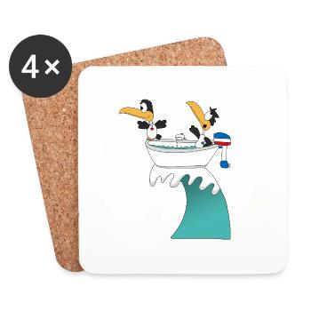 PINGUINE - WELLENREITER - BOOT - SURFER - LIEBE - Untersetzer (4er-Set) - Weiß - Vorne