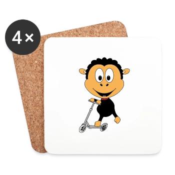 ROLLER - SCHAF - TIER - TIERISCH - KIND - BABY - Untersetzer (4er-Set) - Weiß - Vorne