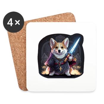 CorgiKreuz-Ritter - Untersetzer (4er-Set) - Weiß - Vorne