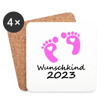 Wunschkind 2023 Mädchen - Untersetzer (4er-Set) - Weiß - Vorne