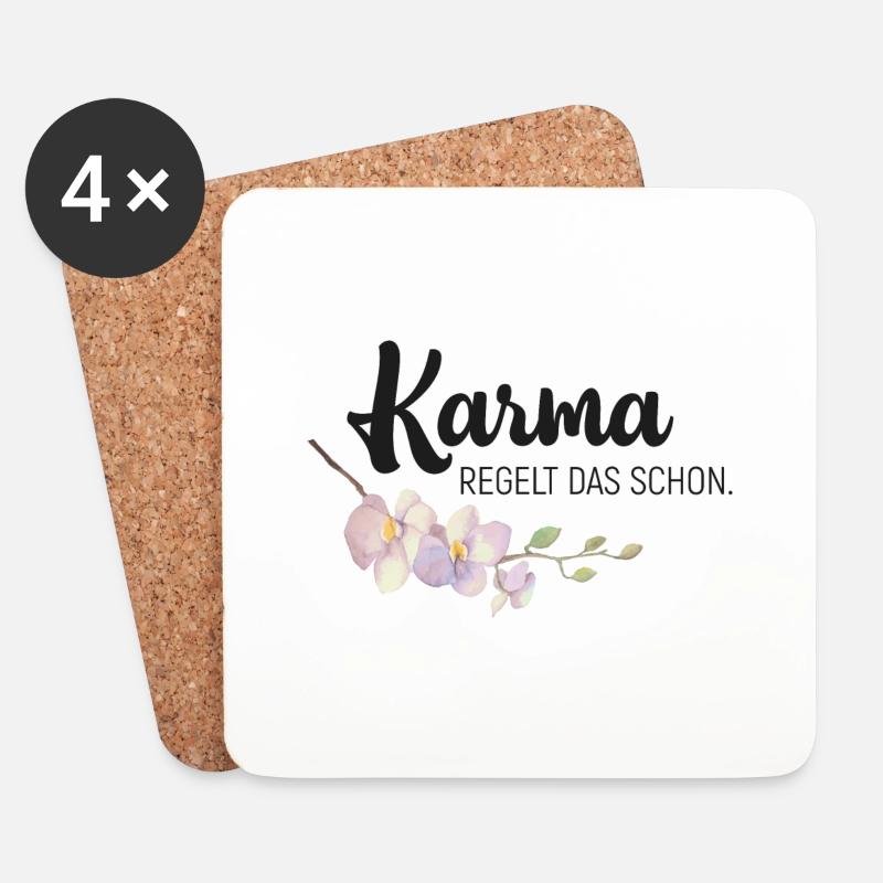 Karma regelt das schon - Untersetzer (4er-Set) - Weiß