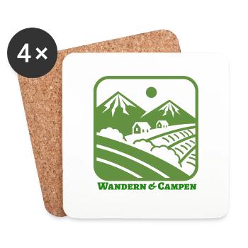 Wandern und Campen - Untersetzer (4er-Set) - Weiß - Vorne